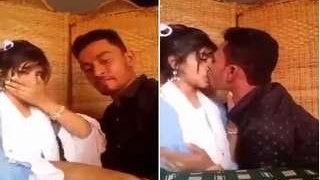 Exclusive Desi Couple's Passionate Kisses and Chest Presses