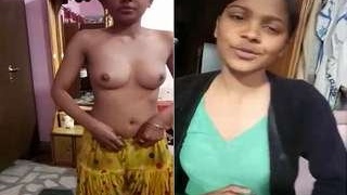 Indian girl strips naked for money and shows off her body to her lover