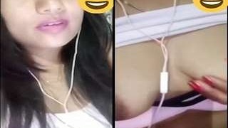 Desi babe flaunts her big boobs on camera