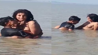 Desi babe gets down and dirty in the river