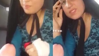 Watch a stunning Pathani girlfriend give a blowjob in a car, exposing her breasts and pussy