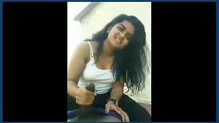 Beautiful girl gives a sensual handjob and sucks in HD video