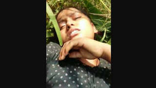 Jungle-dwelling Indian girl in awe of her own beauty