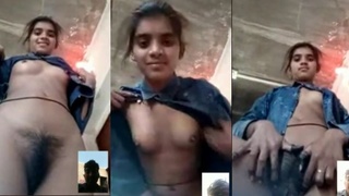 Desi teenager flaunts her unshaven vagina in a rural setting
