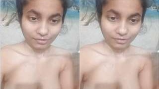 Indian girl takes a bath in the nude