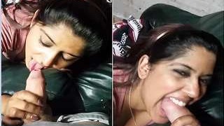 Indian babe in exclusive video gives blowjob to lover