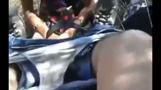 A young couple enjoying outdoor sex in the park