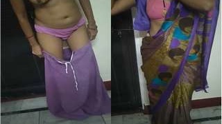 Exclusive video of Desi bhabhi revealing her big boobs and pussy in a saree