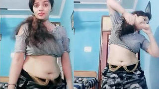 Anuradha's big belly and bouncing navel in HD video