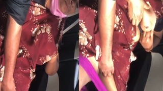 Mature aunt gets pleasured by the driver in the backseat