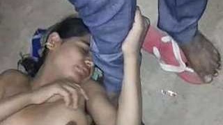 Indian wife gets fucked by friend while others watch in a barber shop