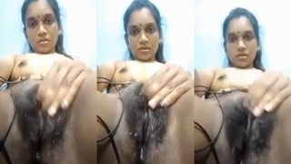 Tamil teen flaunts her natural beauty and hairy vagina in VC