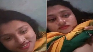 Bangladeshi wife flaunts her large breasts for her partner
