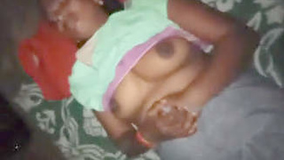 Innocent wife's breasts fondled by her spouse