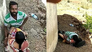 Amateur couple from India has outdoor sex in public