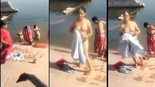 Hot Desi bhabhi takes a bath in public, caught on camera