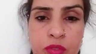 Punjabi auntie enjoys solo play with dildo and cucumber