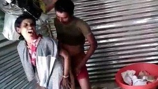 Local couple enjoys hidden cam sex in a tin shed