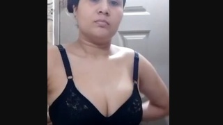 Pakistani wife tries on a new bra