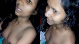 Desi teen with large breasts gets her tits pressed and fondled