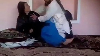 Old man and young woman have sex in front of grandma