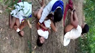 Bihari threesome indulges in outdoor sex with pussy fucking