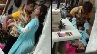 Indian college girl caught on camera with her coworker in workshop