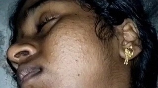 Local sexy Tamil girl with a hairy pussy gets covered in cum