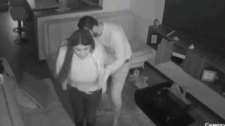 Horny couple gets quickie before interruption in spy video