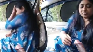 Mallu hottie gives a blowjob in a car