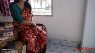 Busty MILF in red saree gets hardcore fucked by local boy in room
