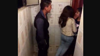 Drunk couple has passionate sex in toilet at party