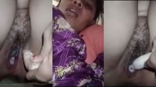 Desi village girl pleasures herself with her fingers