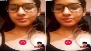 Indian babe flaunts her tits on video call