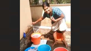 Mallu maid strips naked and teases in public