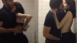 Marina Fraga's boyfriend takes her to a public toilet for some steamy action