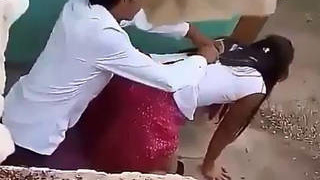 A desi girl gets doggy style in the garden