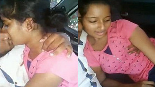 Desi girl gives oral sex in a car