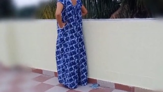 Desi wife's erotic nighty night in the hall with her blue-haired husband