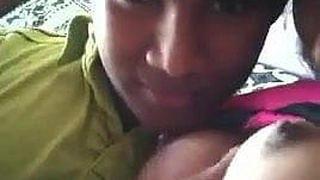 Sri Lankan teen strengthens her boobs with kisses