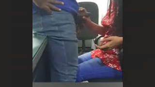 Office worker gives a blowjob in a video